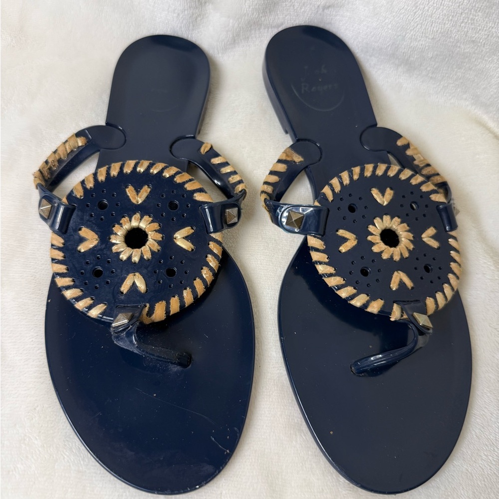 Iconic Jack Rodger’s Navy Blue Georgica Sandals